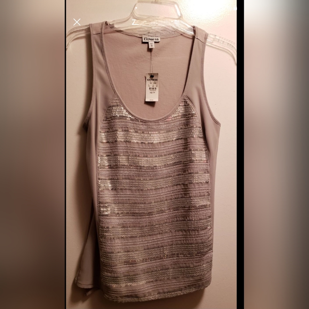 Express XS Shimmer Silver Top NWT